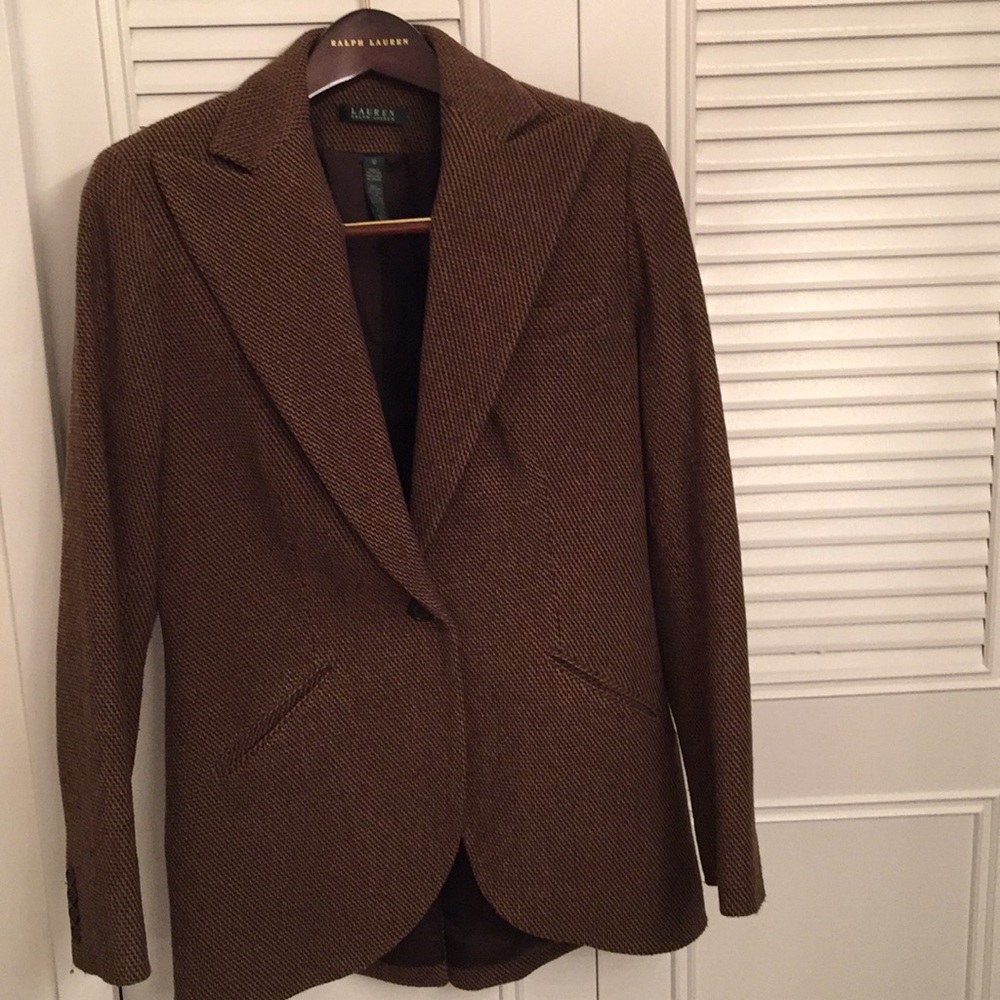 LRL tan brown tweed jacket
